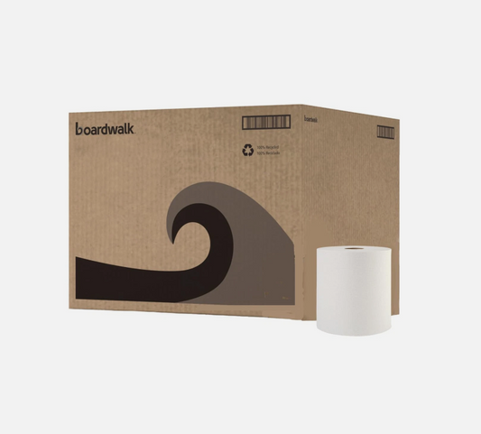 Hardwound Paper Towel Rolls, 8" X 800Ft Rolls, 6 Rolls per Carton, White Commerc