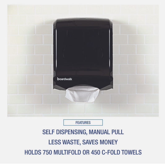 Boardwalk? Ultrafold Multifold/C-Fold Towel Dispenser, 11.75 x 6.25 x 18, Black