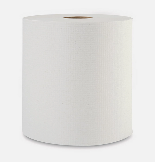 Hardwound Paper Towel Rolls, 8" X 800Ft Rolls, 6 Rolls per Carton, White Commerc
