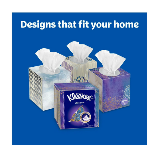 Kleenex Ultra Soft Facial Tissues, 4 Cube Boxes, 65 Tissues per Box (260 Tissues