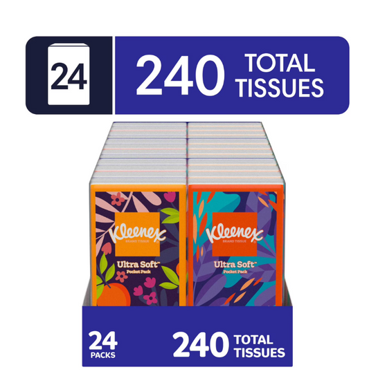 Kleenex On-The-Go Facial Tissues, 8 On-The-Go Packs, 10 Tissues per Pack, 3-Ply
