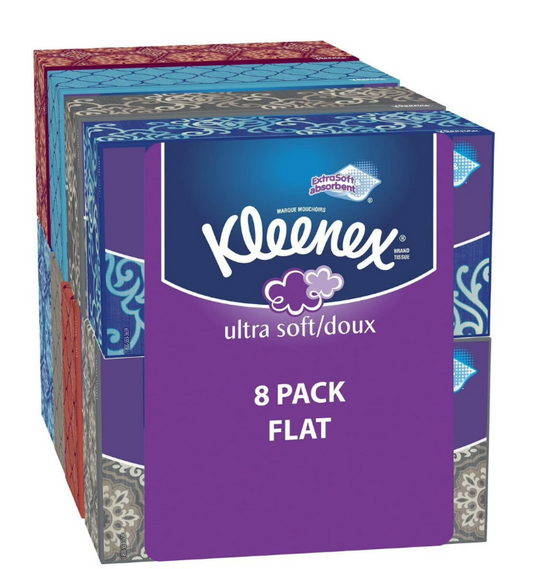 Kleenex Ultra Soft Tissues, White, 120ct, Pack of 8