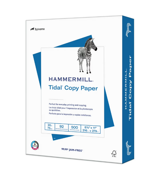 Hammermill Tidal Copy Paper, 8.5" x 11", 20 lb, 92 Bright White, 500 Sheets
