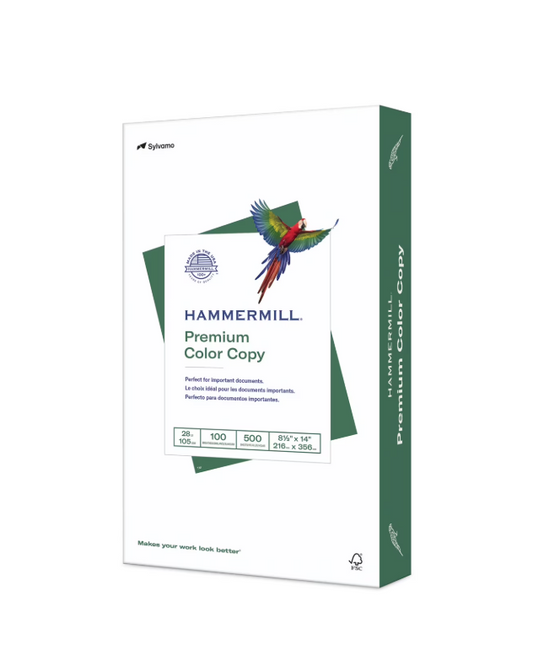 Hammermill Copy Paper, 100 Brightness, 28 lb., 8-1/2" x 14", Photo White, 500 per Ream