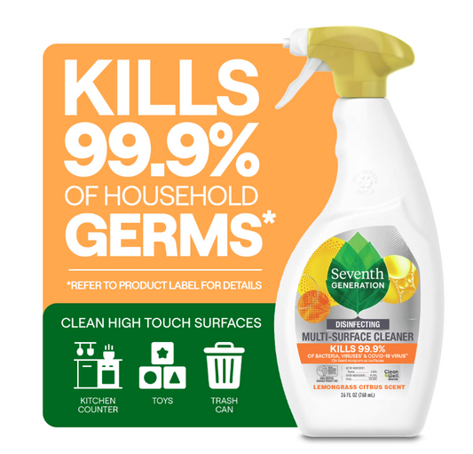 Seventh Generation Disinfectant Spray All Purpose Cleaner Lemongrass Citrus, 26 fl oz