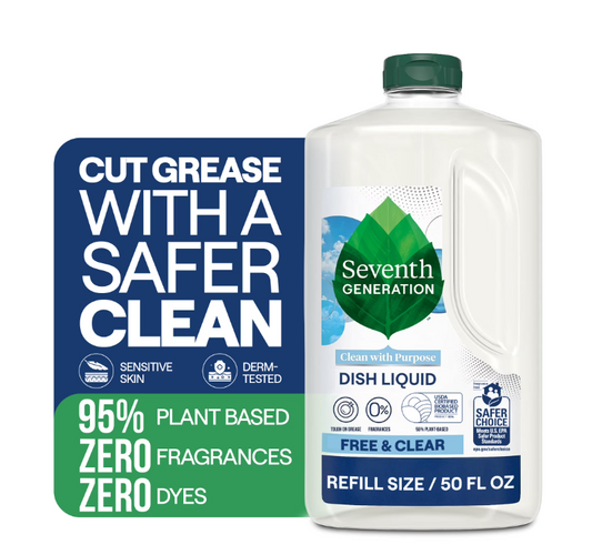 Seventh Generation Dish Soap Liquid, Fresh Free and Clear, 50 fl oz Refill