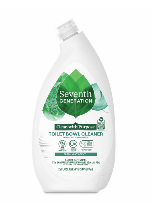 Seventh Generation Toilet Bowl Cleaner without Chlorine Bleach, Fresh Mint Ammonia Free, 24 fl oz