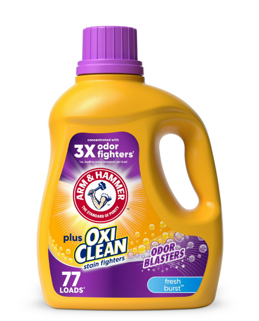 ARM & HAMMER Plus OxiClean Odor Blasters Liquid Laundry Detergent, Fresh Scent, 77 Loads