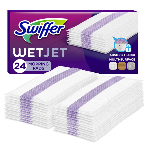 Swiffer Wet Jet Mop Cleaning Pads Refill, Floor Cleaner for Mopping Wood, Laminate, Tile, 24 Count