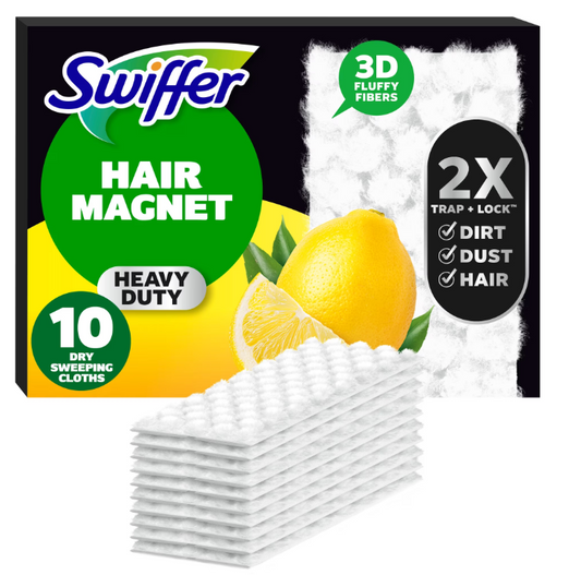 Swiffer Hair Magnet, Heavy Duty Refills, Lemon, 10 Count