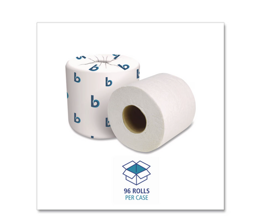 Boardwalk 2-Ply Toilet Paper, 96 Rolls, 500 Sheets per Roll, Septic Safe, White, Embossed
