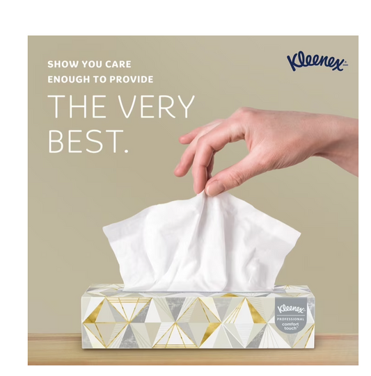 Kleenex® Professional Facial Tissue, Bulk (03076), 2-Ply, White, Flat Boxes Designed for Business, Convenience Case (12 Boxes, 125 Tissues Each)