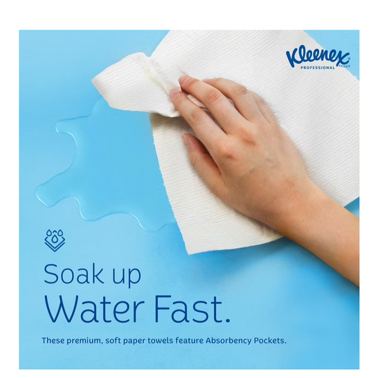 Kleenex Professional Universal Multifold Paper Towels, Bulk (01890), Absorbency Pockets, 9.2" x 9.4" Towel, White (150 Sheets/Pack, 16 Packs/Case, 2,400 Sheet Total)