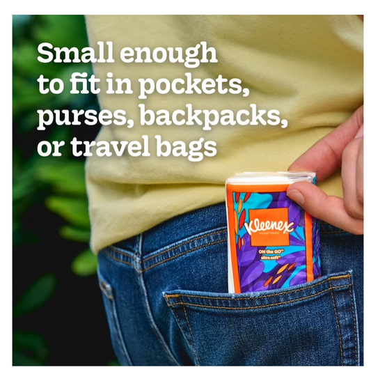 Kleenex On-The-Go Facial Tissues, 8 On-The-Go Packs, 10 Tissues per Pack, 3-Ply