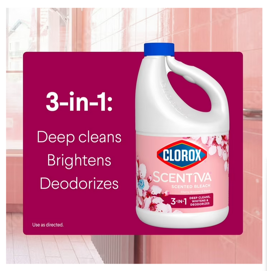 Clorox Scentiva Scented Bleach, Cherry Blossom and Peach, 81 Fluid Ounces