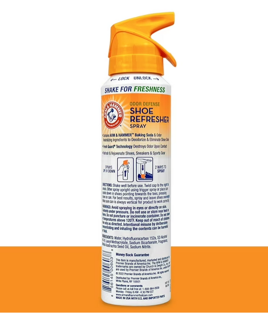 Arm & Hammer Odor Defense Shoe Refresher Spray, Fresh Scent, 4 oz