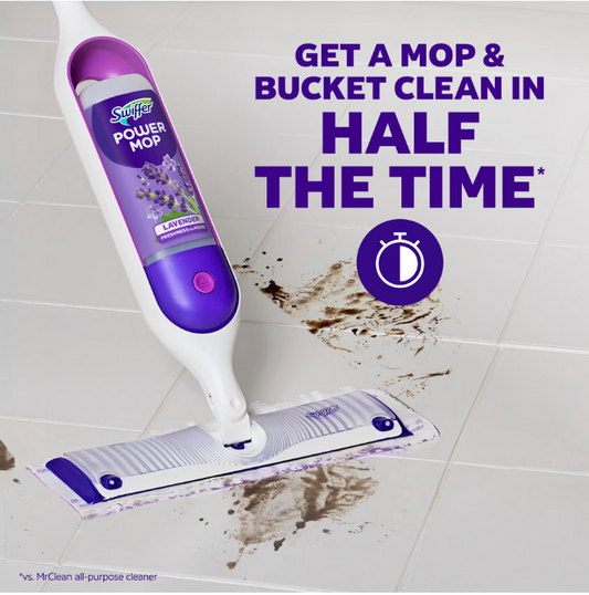 Swiffer Power Mop Refill Solution, Tile, Vinyl, Laminate, Wood, Floor Cleaner, Lavender, 2x 25.3 fl oz